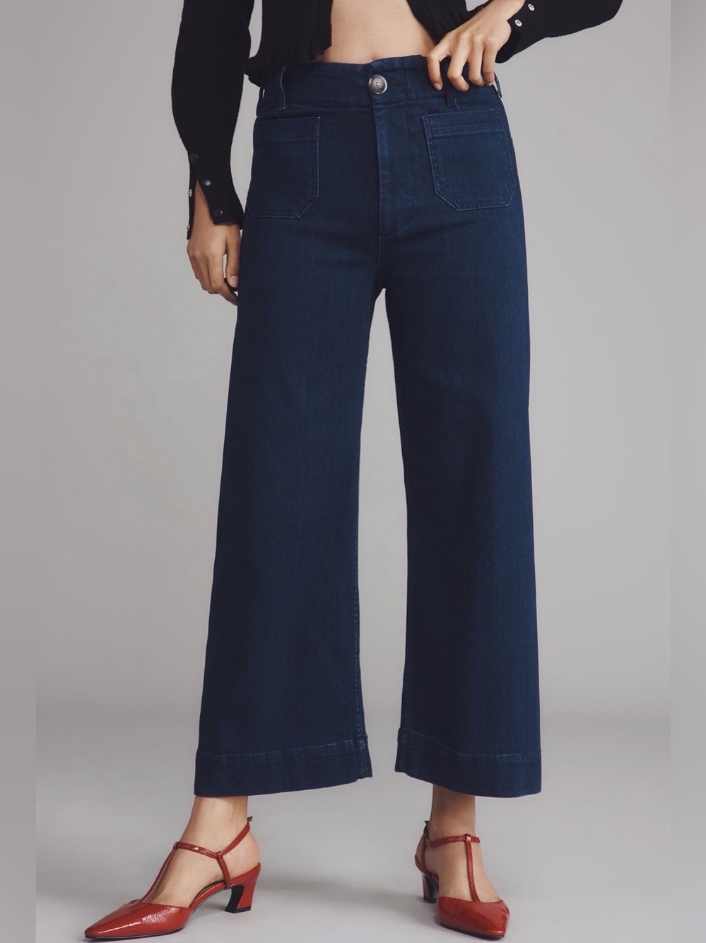 Maeve Dark Blue Wide-Leg High-Rise Jeans - Picture 1 of 10